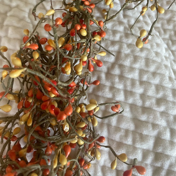 ORANGE AND YELLOW PRIMITIVE PIP BERRY GARLAND 45" - Picture 1 of 4